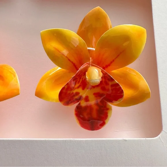 Zara Resin Floral Earrings in Orange - Picture 3 of 6
